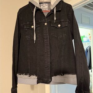 White Birch black Jean and Gray Knit Jacket